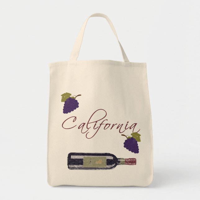 California Vintage Wine Bottle Tote Bag (Front)
