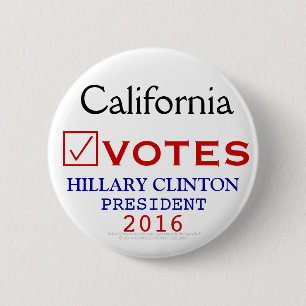 California Votes Hillary Clinton President 2016 6 Cm Round Badge