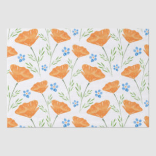 California Watercolor Poppy Pattern Tissue Paper