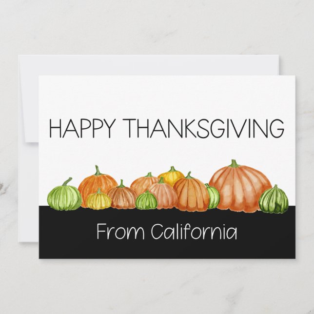 California Watercolor pumpkins Thanksgiving Card (Front)