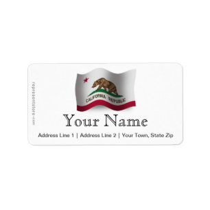 California Waving Flag Label