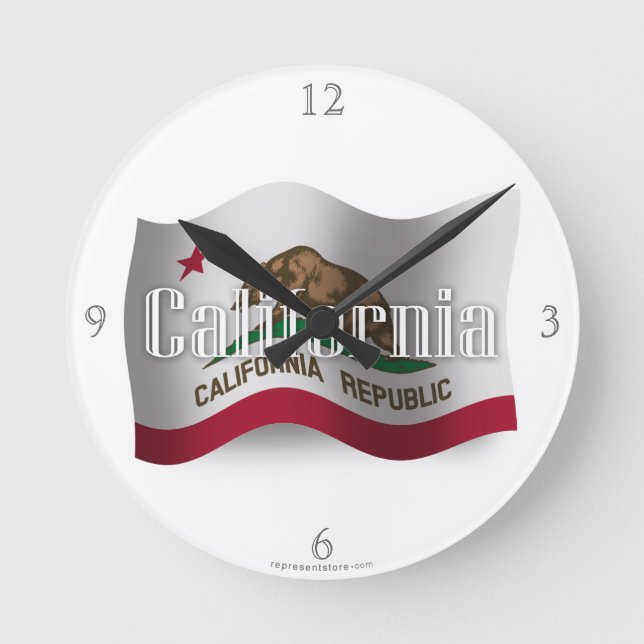 California Waving Flag Round Clock (Front)