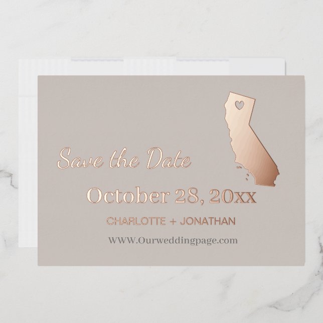 California Wedding Save The Date Rose Gold    (Envelope)