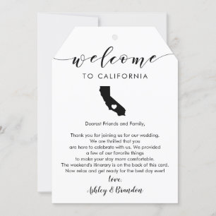 California Wedding Welcome Tag, Letter Itinerary