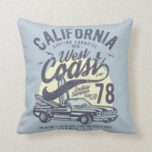 California West Coast Surfing Paradise Summer Cushion