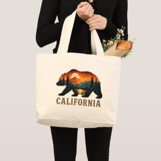 California Wilderness Bear Sunset Large Tote Bag