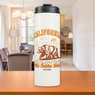California Wildflower Field – Retro Bear Design Thermal Tumbler