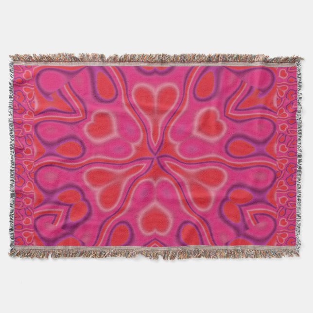 California Wildflower In Pink and Red Throw Blanket (Front)