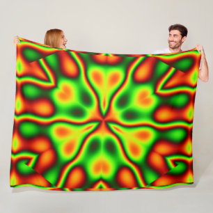 California Wildflowers in Green and Orange Fleece Blanket