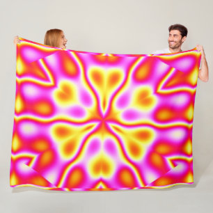 California Wildflowers in Pink and Yellow Fleece Blanket