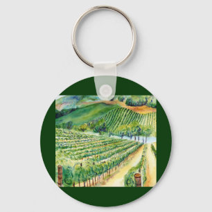 California Wine Vineryard Art Keychains