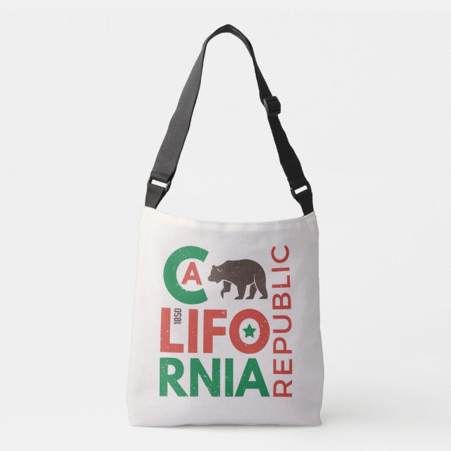 California With Grizzly Bear Logo Crossbody Bag (Front)