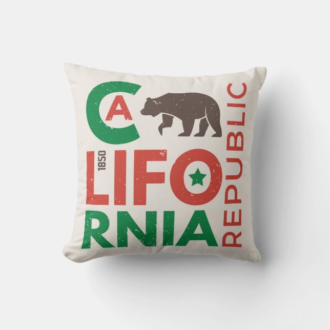 California With Grizzly Bear Logo Cushion (Front)