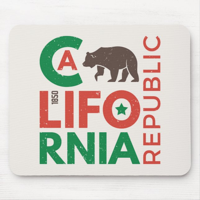 California With Grizzly Bear Logo Mouse Pad (Front)