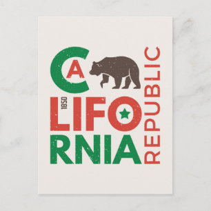 California With Grizzly Bear Logo Postcard