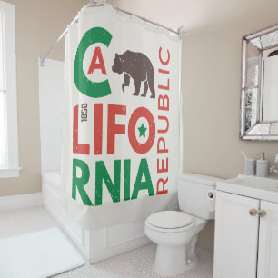 California With Grizzly Bear Logo Shower Curtain
