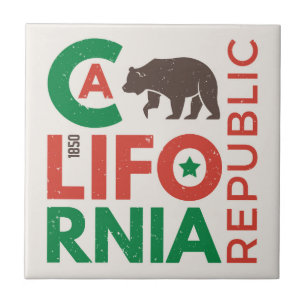 California With Grizzly Bear Logo Tile