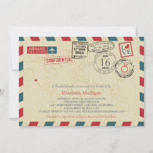 California World Traveller Airmail Bridal Shower Invitation