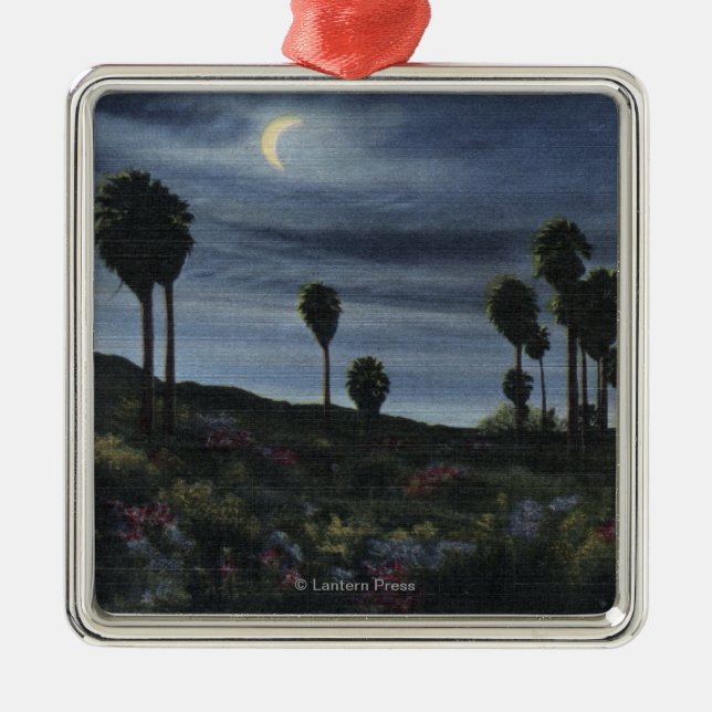 CaliforniaMoonlit View at Twenty-Nine Palms Metal Ornament (Front)