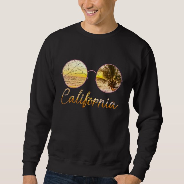 Californian Beach Summer Ca Sunglasses Sunset Cali Sweatshirt (Front)