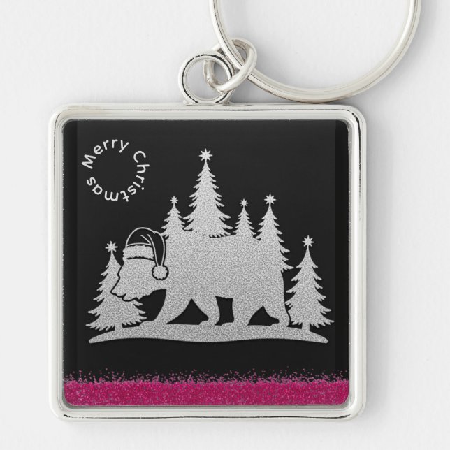Californian Bear Christmas Key Ring (Front)