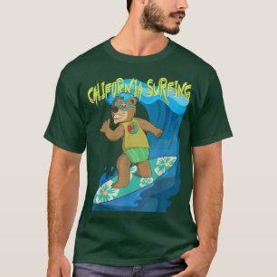 Californian bear in board shorts surfing the waves T-Shirt