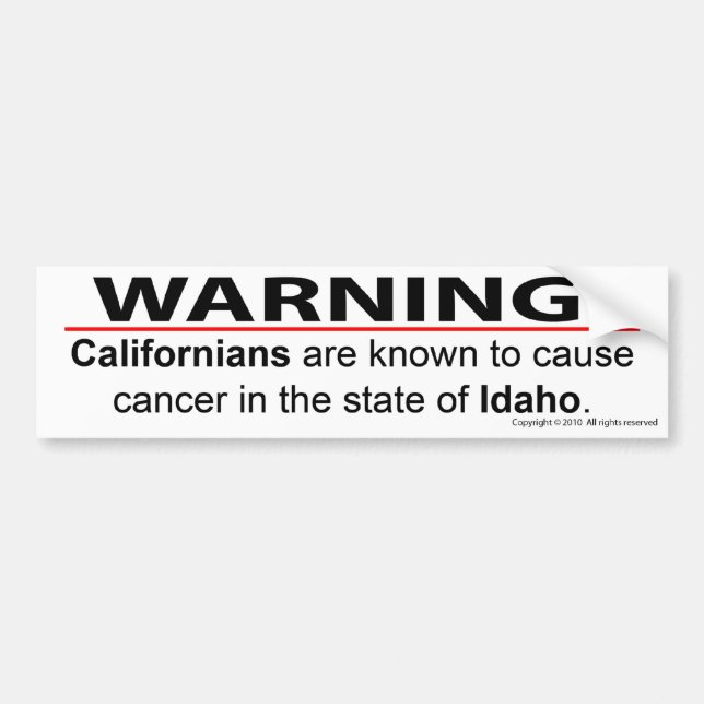 Californian Cancer Bumper Sticker (Front)