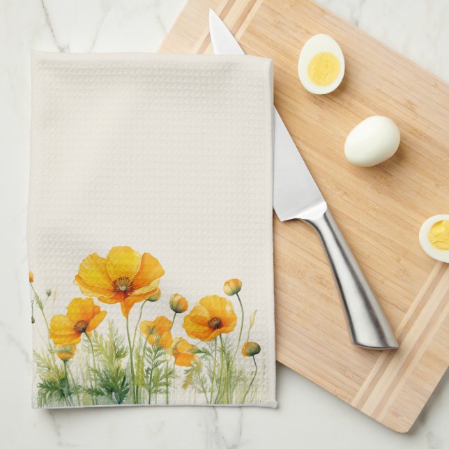 Californian Poppies kitchen towel (Quarter Fold)