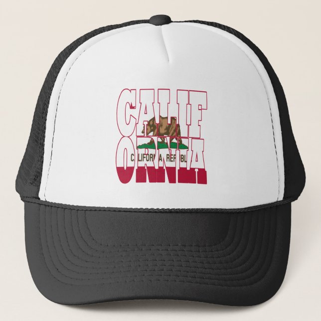 Californian state flag text trucker hat (Front)