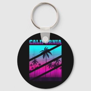 Californian Summer Vacation Palm Trees Cali Retro Key Ring