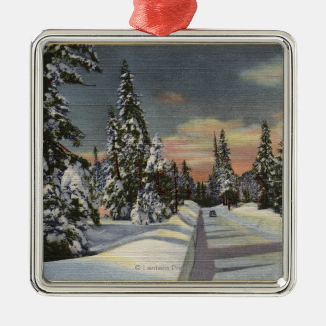 CaliforniaRim o' the World Highway in Winter Metal Ornament (Front)