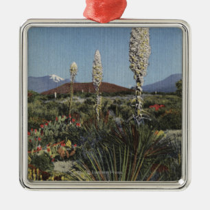 CaliforniaYucca Cacti in Bloom in Desert Metal Ornament