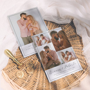 Caligrafía Moderna 5 Fotos Invitación de Boda Invitation