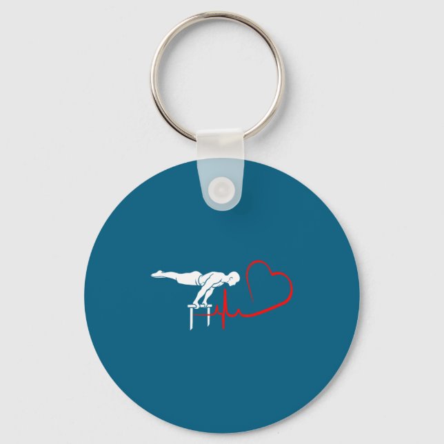 Calisthenics Planche Heartbeat Gymnast Fitness Hum Key Ring (Front)