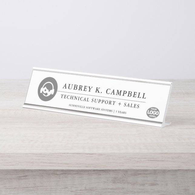 Call Centre + Sales Agents Minimal Desk Name Plate (Front)
