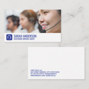 Call Centre Worker Smiling Head Set Logo Business Card
