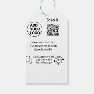 Call customer care text whatsapp Q R code business Gift Tags