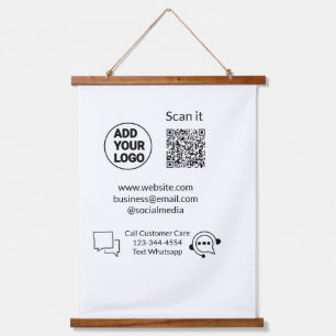 Call customer care text whatsapp Q R code business Hanging Tapestry