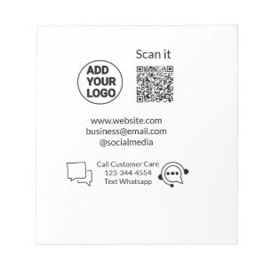 Call customer care text whatsapp Q R code business Notepad