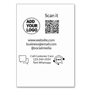 Call customer care text whatsapp Q R code business Table Number