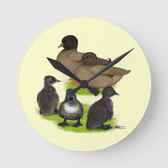 Call Duck Khaki Family Round Clock (Front)