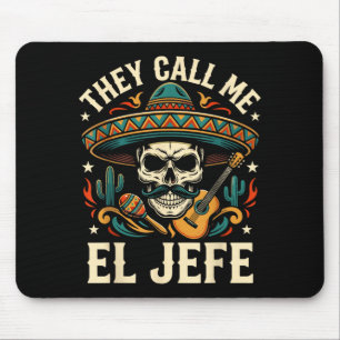 Call el jefe mexican sugar skull retro sunset mouse pad