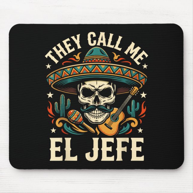 Call el jefe mexican sugar skull retro sunset mouse pad (Front)