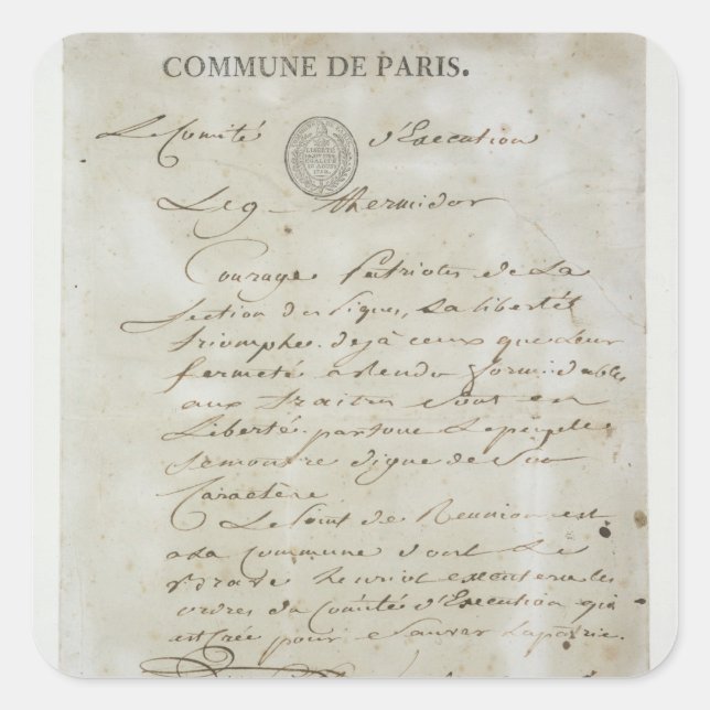 Call from Maximilien de Robespierre Square Sticker (Front)