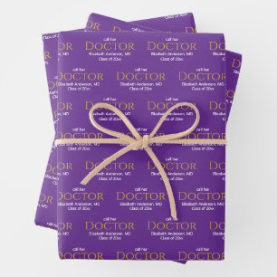 Call Her Doctor Grad's Name Purple Graduation Wrapping Paper Sheet
