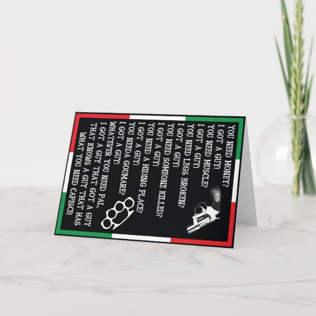 CALL MARK GREETING CARD, FUNNY ITALIAN COMEDY CARD (Front)