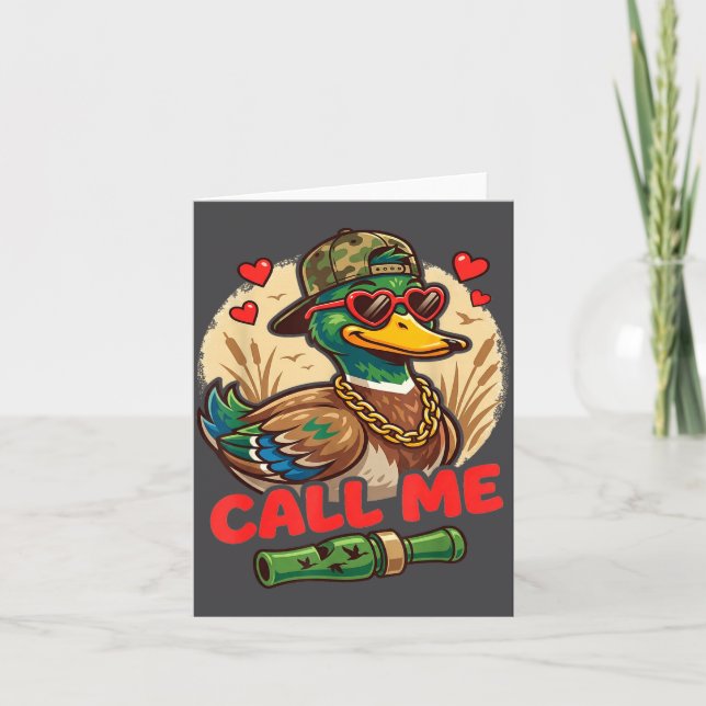 Call Me Duck Hunting Retro Valentine's Day Men Wom Card (Front)