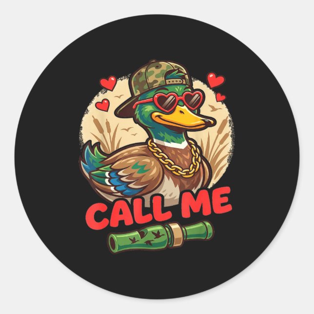 Call Me Duck Hunting Retro Valentine's Day Men Wom Classic Round Sticker (Front)