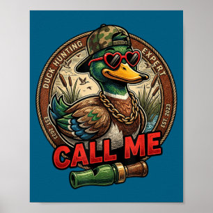 Call Me Duck Hunting Retro Valentine's Day Men Wom Poster