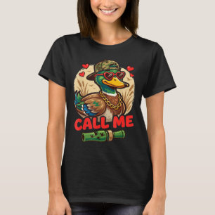 Call Me Duck Hunting Retro Valentine's Day Men Wom T-Shirt